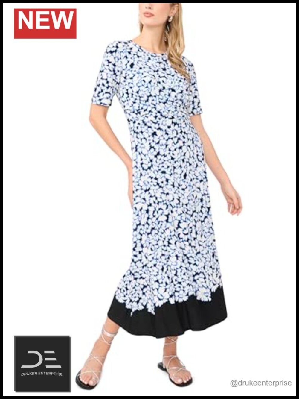Short Sleeve Cross Over Maxi Dress Floral Print